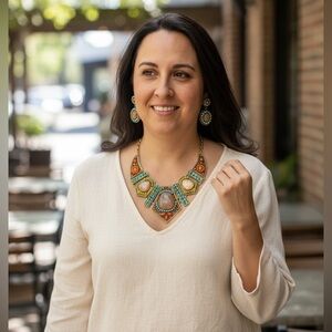 Colorful necklace and earrings